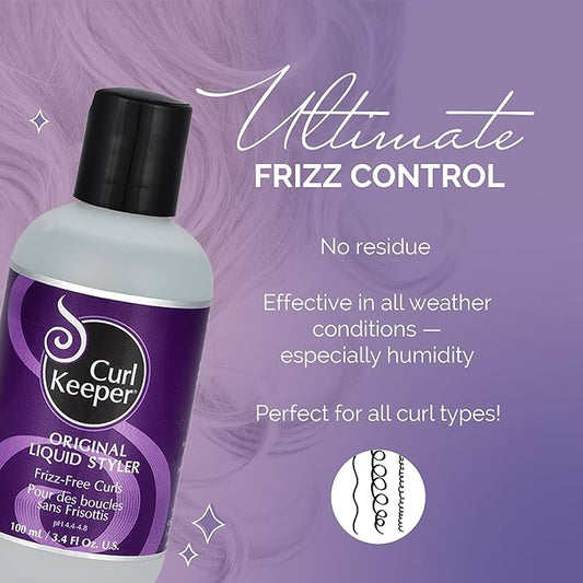 Original Curl Keeper Anti-Frizz Curl Defining Hair Styler (3 Oz) - Lightweight Curl Definer Liquid Gel for All Weather Conditions - Wavy & Curly Hair Products for Women (Cream Alternative)