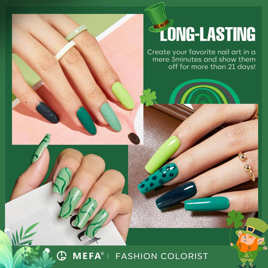 MEFA Green Gel Nail Polish, 6 Colors Green Glitter Nail Polish Gel Dark Avocado Sage Evergreen Sparkle nail Polish Set Soak Off Nail Art DIY Salon Manicure Nail Art Gifts for Women