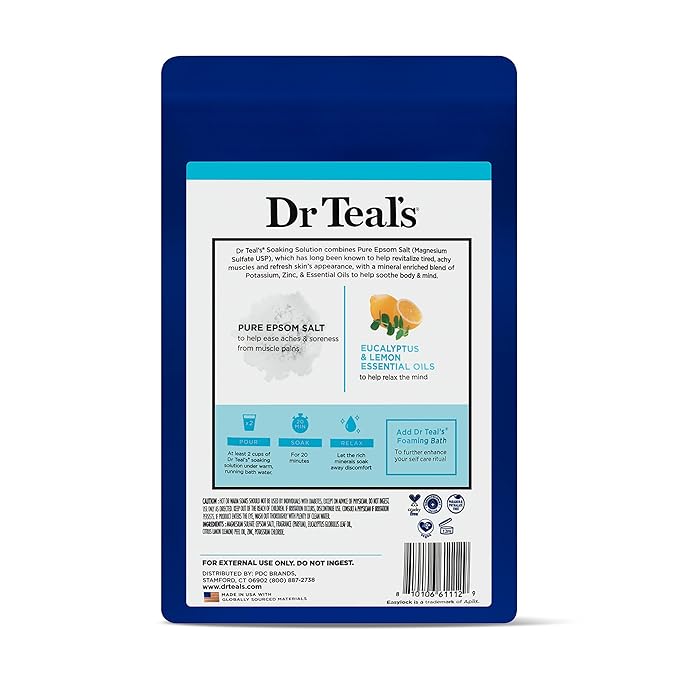 Dr Teal's Pure Epsom Salt, Restorative Minerals with Magnesium, Potassium & Zinc, 3 lbs