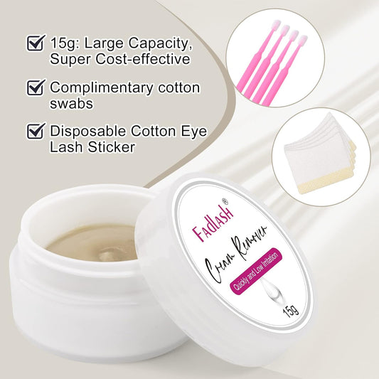 Eyelash Extension Remover 15g Cream Lash Extension Remover Professional Fast and Gentle Lash Remover for Lash Extensions Eyelash Glue for Salon by FADLASH (Tasteless)