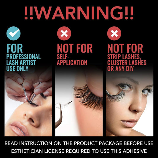 Eyelash Extension Glue - 0.5 Sec Fast Drying, 8 Week Retention (0.17fl.oz / 5ml) Waterproof Black Adhesive for Semi-Permanent Lash Extensions - Professional Use Only