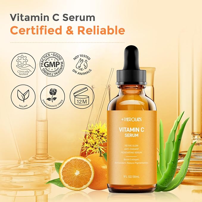 Vitamin C Face Serum With Hyaluronic Acid - Anti Aging Serum - Reduce Dark Spots, Professional Grade Treatment For Face & Eyes, Dark Spots,Acne,Wrinkles,For Men & Women