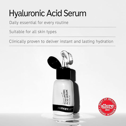 The INKEY List Hyaluronic Acid Serum Duo, Hydrate Multiple Layers of Dry Skin, Plump and Smooth Fine Lines and Wrinkles, 1.0 fl oz (2 Pack)