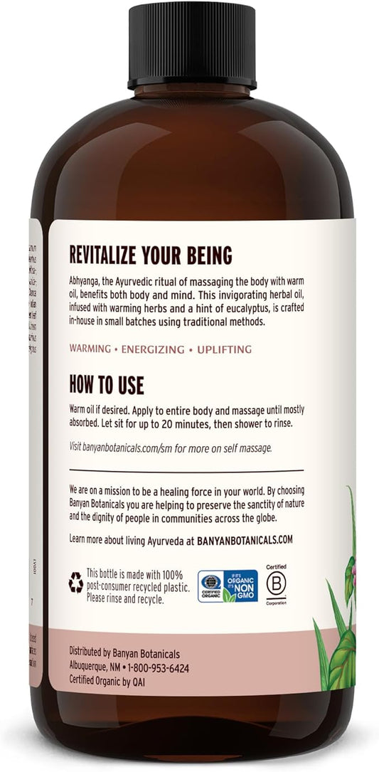 Banyan Botanicals Kapha Massage Oil – Organic Massage Oil with Chitrak and Tulsi – Warming Ayurvedic Oil to Revitalize The Tissues and Awaken The Mind – 24 oz. – Non-GMO Sustainably Sourced Vegan