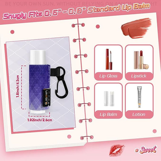 Chapstick Holder Key Chain, Lip Balm Holder for Chapstick Lip Gloss, Elastic Sleeve Chapstick Keychain Holder for Keys Purse Lanyard Gift for Women Girls (Gradual, 4pcs)