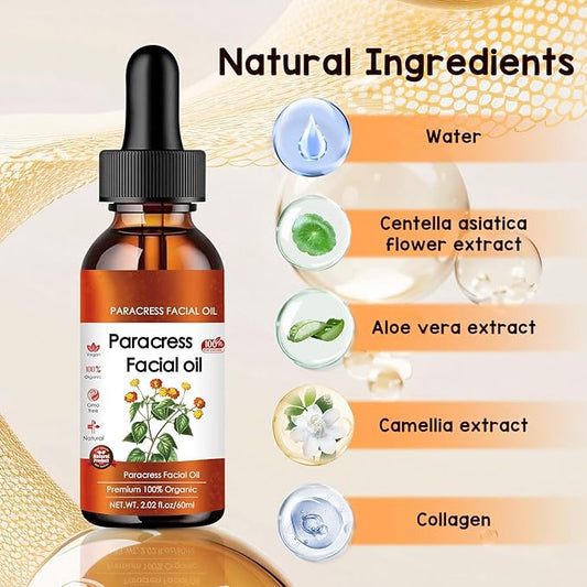 100% Organic Paracress Facial Oil,Paracress Facial Oil,Natural Paracress Extract Oil,Paracress Facial Serum for All Skin Types