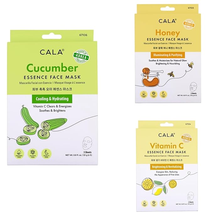 Mothers Day Gift Facial Masks Variety Pack (15 PCS) | Honey, Cucumber & Vitamin C Sheet Masks | Brightening, Hydrating & Revitalizing for All Skin Types | Korean Skincare