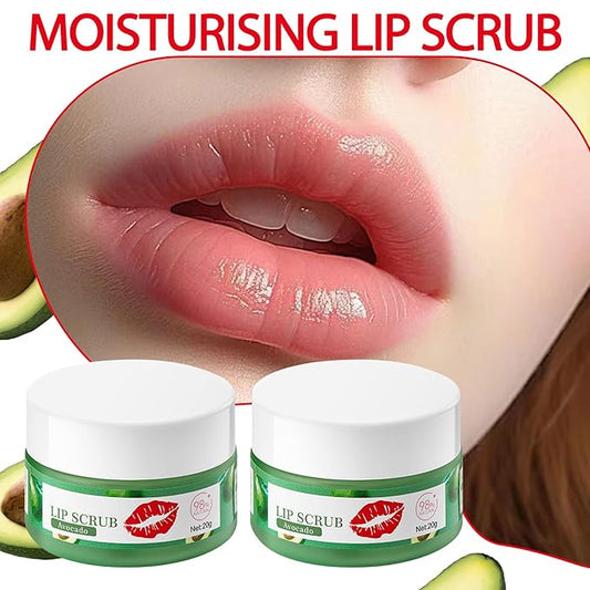 2PCS Avocado Conditioning Lip Scrub Kit,Moisturizing Lip Sleeping Mask Long Lasting Hydrating Lip Scrubber Exfoliator Lip Care Products for Men & Women
