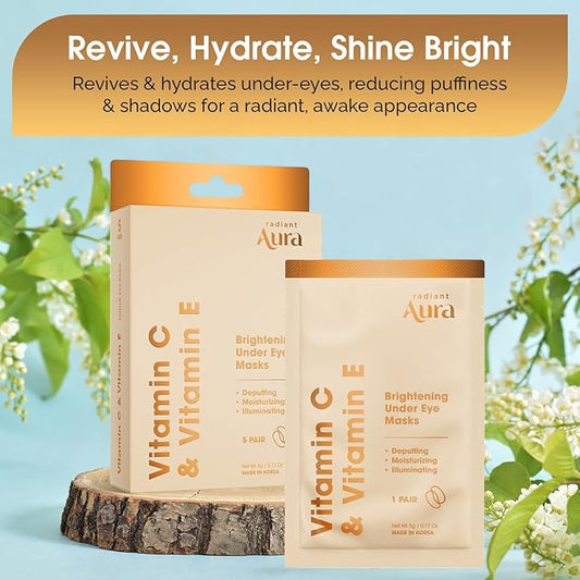 Under Eye Patches with Vitamin C & E - Dermatologist Tested Korean Eye Gel Patches for Puffy Eyes and Dark Circles - Hydrating Eye Gel Patches - Brightening Depuff Eye Patches - 15 Pairs