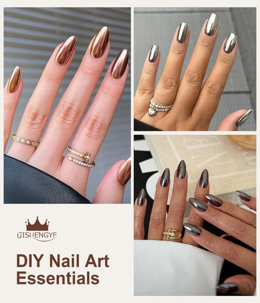 Mermaid Pearl Chrome Nail Powder: 8 Colors Mirror Effec Chocolate/Coffee/Copper Chrome Nail powder,Magic Mermaid Pink Chrome Nail Powder Pigment for Nail Art Design Home DIY(Purple/Green)