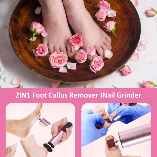 Upgraded Wireless Electric Callus Remover for Feet, 6-Speed 2-in-1 Rechargeable Foot File Callus Remover with USB Charging & 3 Types of Sandpaper, Dead Skin Remover for Dry Cracked Heels (Pink)