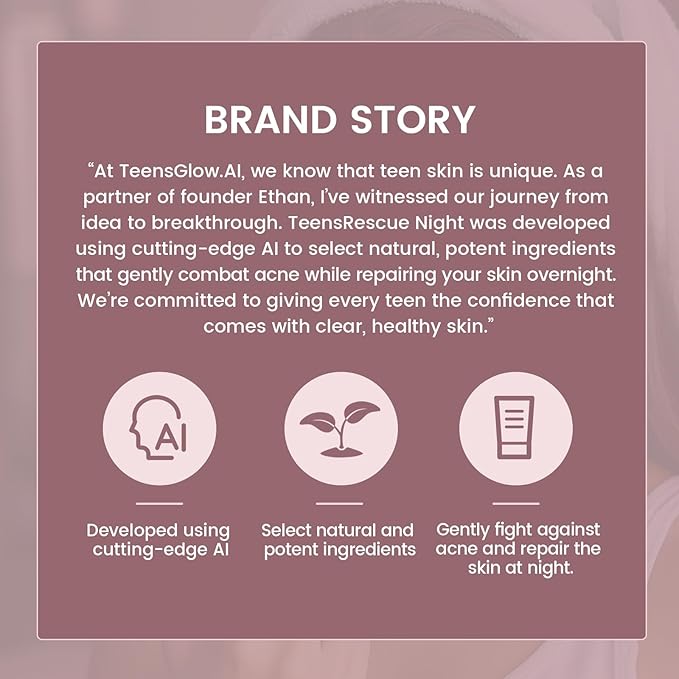 TeensRescue Night Acne Treatment Cream with Salicylic Acid, Lactic Acid, Vitamin E, Overnight Skin Repair