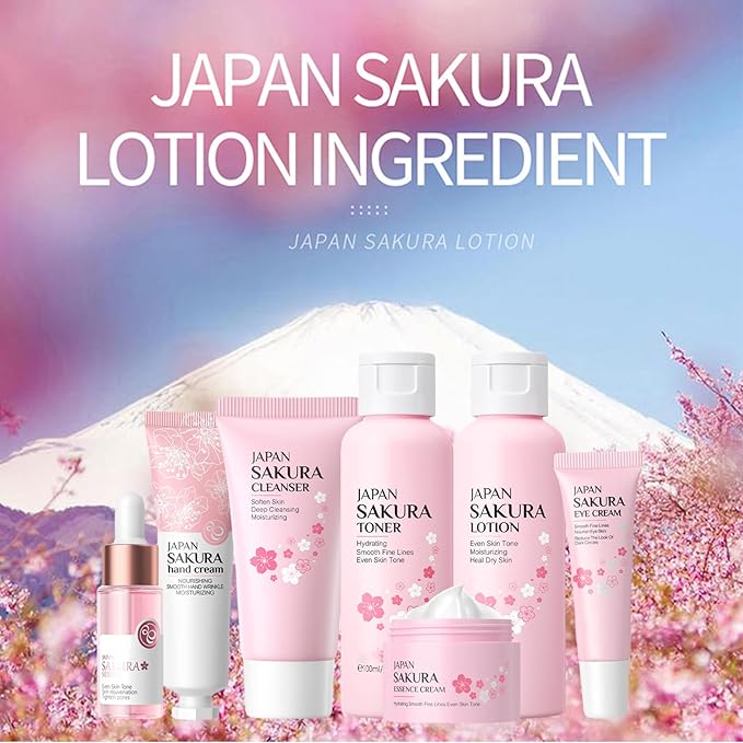 Sakura Birthday Gifts for Womens & Teens Girls Skincare Set, Sakura Extract Skin Care Set, skincare for girls 10-12, skin care for teens 10-12, kids skin care set for girls ages 8-12 (Sakura Set A)
