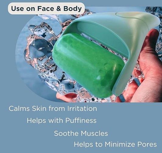 Ancloy Ice Roller for Face, Eyes, and Body, Reduce Puffiness, Pain Relief, Massage Roller for Muscle Tension, Facial and Body Skin Care Tool., for Women, Men, Kids, Gift (Green)