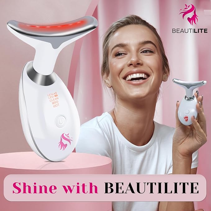Red Light Therapy for Face, Facial Massager, Double Chin Reducer, Skin Tightening & Anti-Aging Face Lift Device, True Beauty Glow Facial Massager, 7-in-1 LED Facial Sculptor