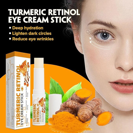 2PCS Retinol Eye Stick for Anti Aging, Turmeric Eye Cream for Dark Circles and Puffiness Fine Lines Moisturizer Under Eye Balm Stick Hydrating Eye Cream with Retinol Stick 5g/pc