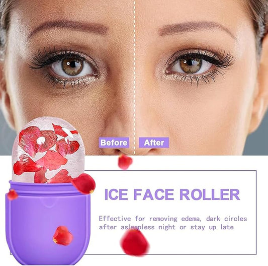 Ice Facial Roller Ice Massage Cup for Face Eye Cold Massage (Purple)