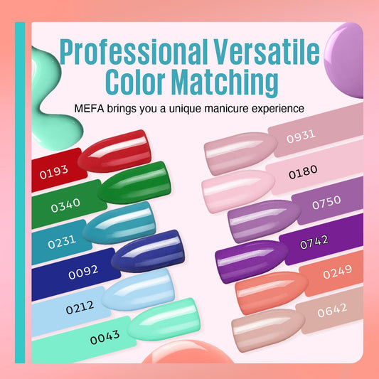 MEFA 19 Pcs Gel Nail Polish Kit with U V Light, 12 Colors All Seasons Soak Off Gel Polish Nail Set with Base Top Coat Essential Manicure Tools Beginners Salon Nails Art