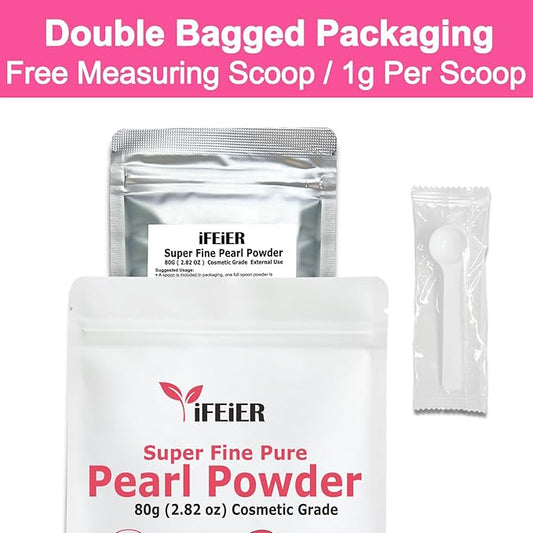 Pure Freshwater Pearl Powder for Skincare and Homemade Cosmetics Grade. 80g(2.82oz) SuperFine Pearl Powder for DIY lotions | creams | serums | making face mask, Natural and Oranic