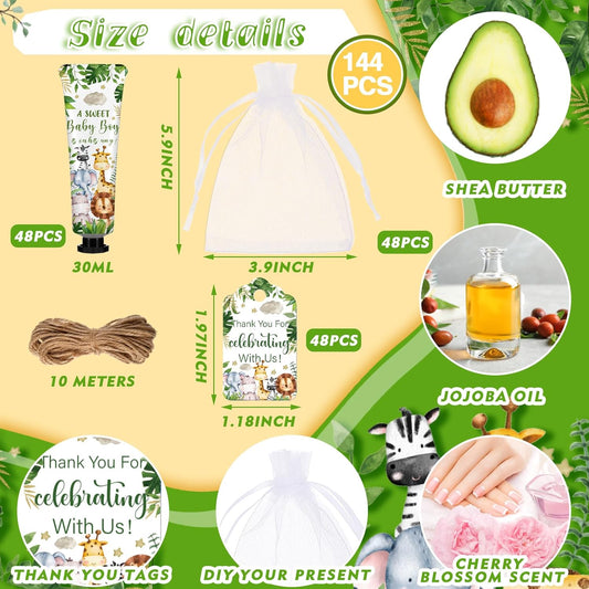 48 Sets Baby Shower Hand Cream Party Favors for Guests Gift Bulk Travel Size Hand Lotion Set for Baby Shower Wedding Christmas(Animals)