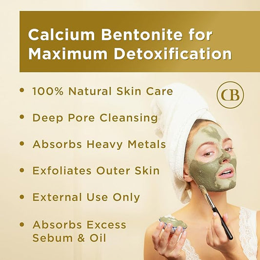 CB Calcium Bentonite - Indian Healing Clay 16oz - Deep Pore Cleansing & Maximum Detoxification Formula - Facial and Body Mud Mask - Living Clay - We are THE Source!