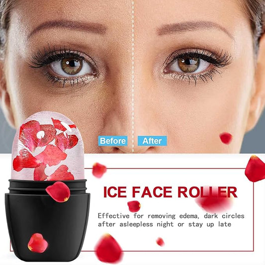 KOGITI Ice Mold for Face & Eye, Beauty Facial Roller, Puffiness Relief Massage Skin Care Tool, Ice Cube Holder (Brush-Black)