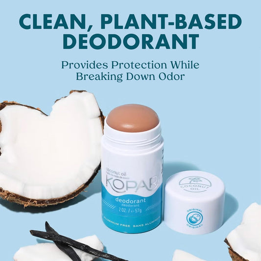 Kopari Aluminum Free Coconut Deodorant, Non Toxic & Clean Plant-Based, No Aluminum, Parabens or Baking Soda, Long Lasting Protection, Charcoal 2 Pack