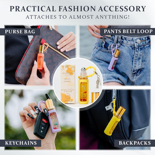 Honey Jasmine Organic Nail Cuticle Oil Pen with Jojoba, Coconut MCT, and Rosehip for Nail Hydration, Growth & Strength, Travel Size Keychain(0.34 Fl Oz)