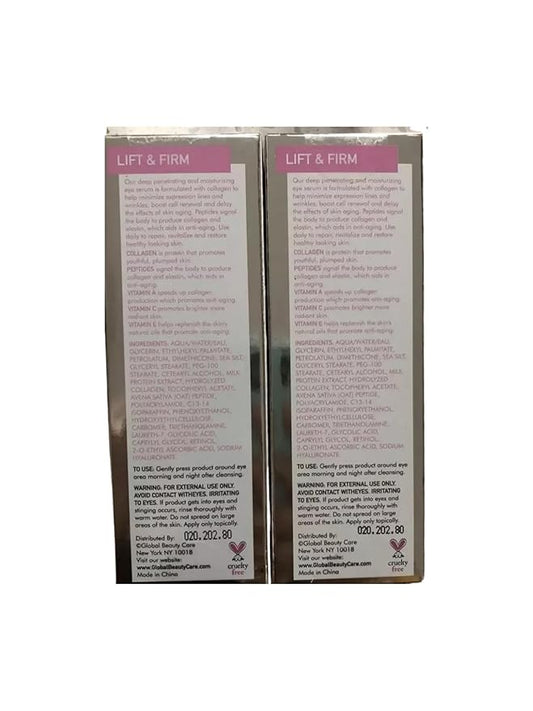 Lift and Firm Eye Cream with Collagen and Peptides, 0.5 oz, Anti-Aging Treatment, 2-Pack