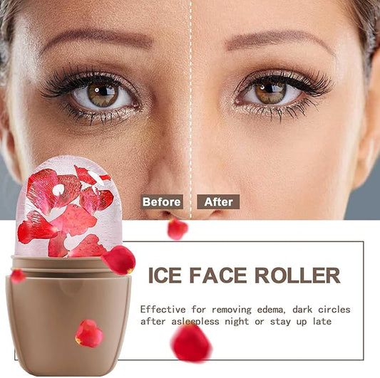 KOGITI Face Ice Roller & Mold - Beauty Facial Massage Tool for Puffiness Relief, Ice Cube Holder