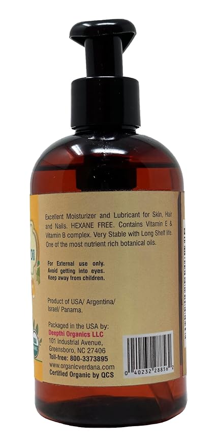 Verdana Organic Golden Jojoba Oil – 8 fl oz with Pump - USDA, Non-GMO - Cold Pressed, Unrefined, Hexane Free - Bulk, Moisturizing Oil for Skin, Body, Face, Hair, Scalp, Nails and Cuticles