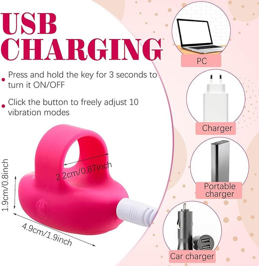 TrelaCo Pocket Mini Ring Facial and Eye Massage Ball USB Rechargeable Fingertip Massager Rose Red Face Facial Muscle Tightening Anti-Aging Relief Eyes Dark Circles, Eye Puffiness, Fatigue