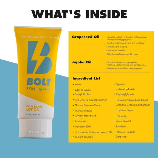 Post Shave Lotion for Men - Sandalwood & Bergamot Moisturizer with Cooling Menthol - Soothes, Hydrates, and Refreshes Skin After Shaving - Ideal for Legs, Arms, and Body - 6 Fl Oz