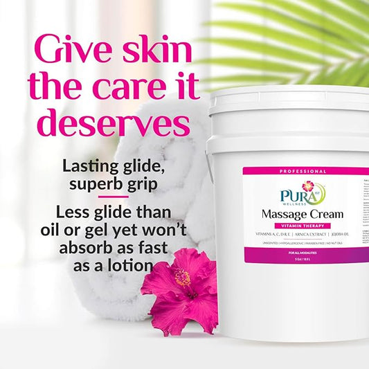 Vitamin Therapy Massage Cream, Massage Cream for Physical Therapy and Deep Tissue, Unscented, 5 Gallon