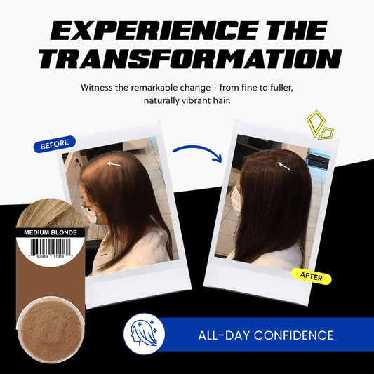 PrimeLook Hair Building Fibers, Luxurious Building Fibers for Thinning Hair, Superior Formula for Men & Women, Instant Volume, Matches Colors (27.5g, Medium Blonde)