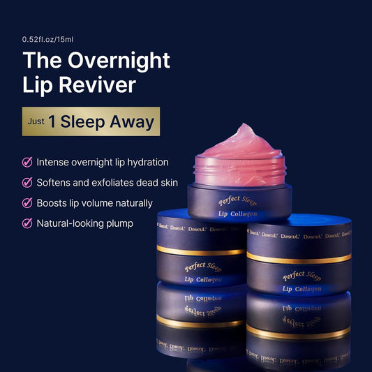 Perfect Sleep Lip Collagen 0.52fl.oz, Intensive Collagen Lip Sleeping Mask Infused with Peptides, Rice Protein & Willow Bark Extract for Overnight Plumping, Repairing & Smoothing, Korean Lip Treatment