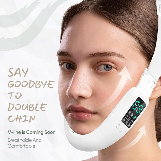 V-Face Electric Double Chin Device with 8 Modes & 15 Gear Adjustable Intensities - Intelligent V-Face Machine for Contouring Double Chin - H092