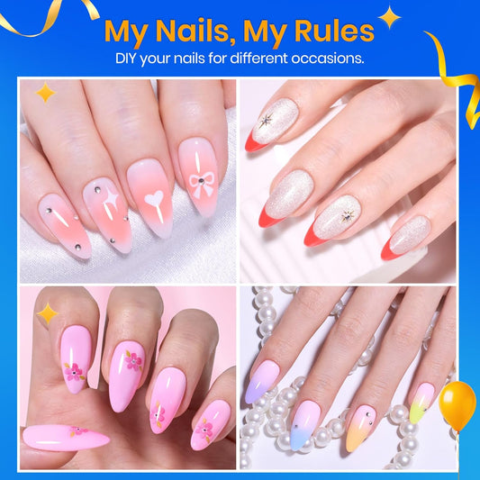 Beetles Medium Almond Nail Tips 576pcs 12 Sizes, Pre-Etched Soft Gel Nail Tips Half Matte Full Cover False Nail Tips Clear Acrylic Nails Glue on Nails DIY Nail Extension Gift for Women