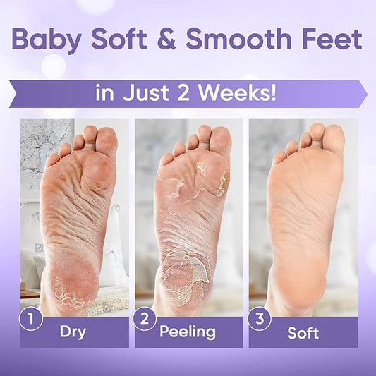 Foot Peel Mask - Foot Mask for Baby Soft Skin - Remove Dead Skin, Dry, Cracked Feet & Callus, Foot Spa, Made with Aloe Vera Extract for Women and Men (3 Pair (Pack of 1), Lavender)