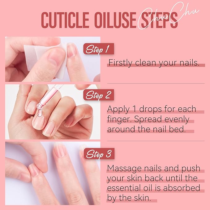CHUCHU Cuticle Oil for Nails: Rose Jojoba Nail Cuticle Oil for Repair and Strengthening Nails - Vitamin B & E Moisturizes Cuticle and Nail's Skin - Prevents Hangnails and Chapped 15ML
