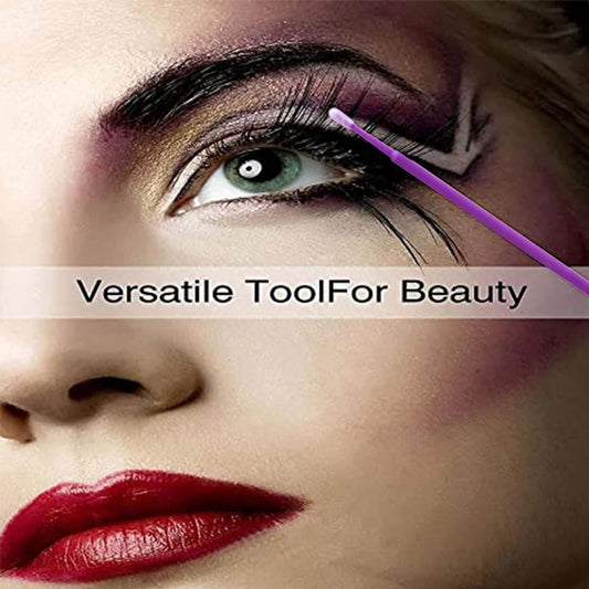 600PCS Microswabs for Eyelash Extensions,Micro Applicators Brush for Cleaning and Applying Make-up Purple (Head Diameter: 2.0mm)