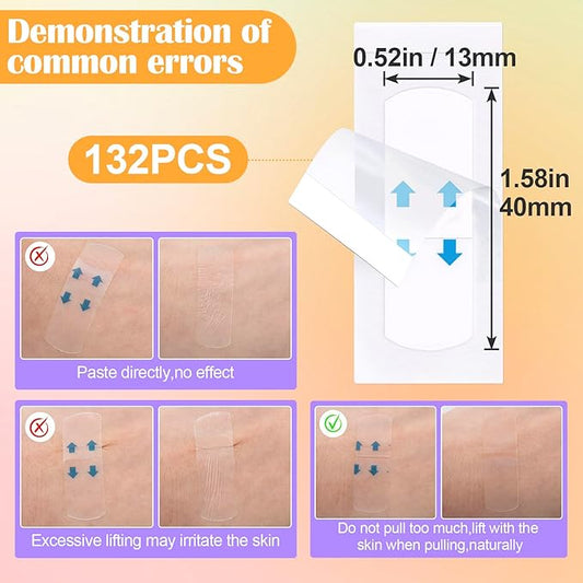 132PCS Invisible Face Lift Tape, Breathable Hypoallergenic Face Tape Lifting, Waterproof Instant Sticker Face Tapes for Lifting Double Chin, Sagging Skin, Wrinkles