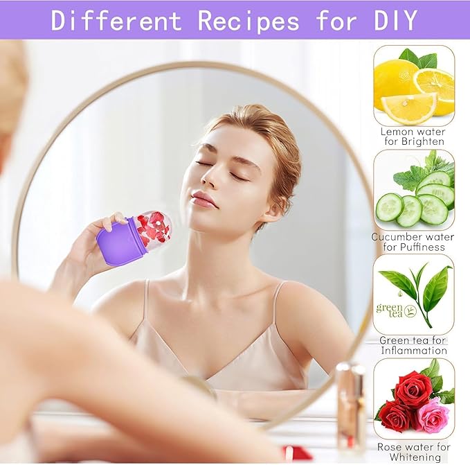 Ice Facial Roller Ice Massage Cup for Face Eye Cold Massage (Purple)