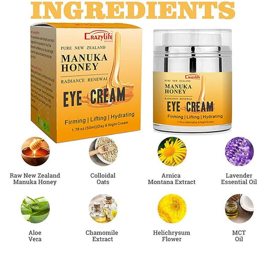 Manuka Honey Eye Cream Anti-aging Eye Cream Anti-wrinkle Under Eye Cream Fades Fine Lines Lifting and Firming Improve Dark Circles and Puffiness