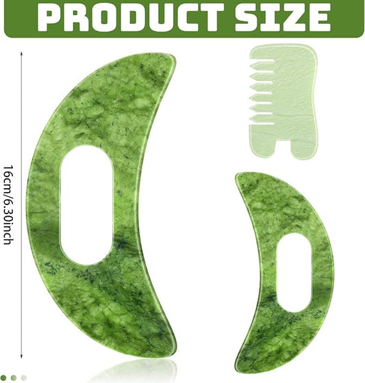BBTO 2 Pcs Jade Comb for Scalp Massage Gua sha Comb for Head Body spa Hair Multifunctional Handheld Massage Tools(Fashion, Classic)