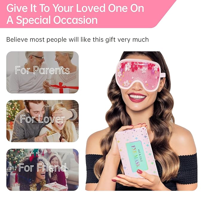 ZNÖCUETÖD Ice Mask Gel Cooling 2 Packs Reusable Cold Compress Eye Ice Pack for Dark Circles and Puffiness, Migraine, Stress Relief