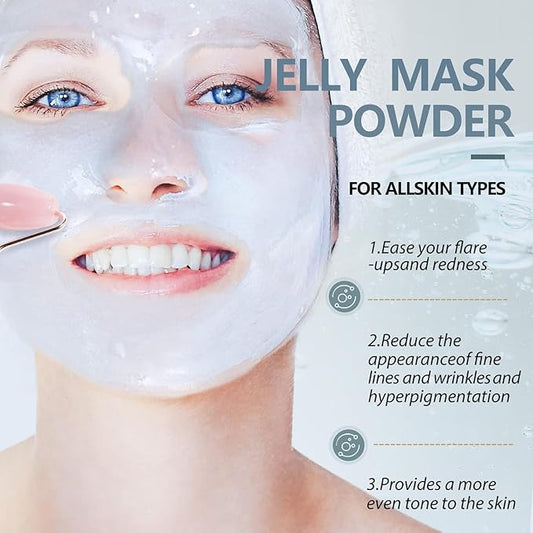 Jelly Mask for Facials, Hydrating & Moisturizing Peel-Off Rubber Gel Face Mask Skin Care for Deep Hydration & Glow, 23 Fl Oz Jar Professional Spa Use for All Skin Types with hyaluronic acid