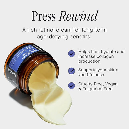 Brandefy Dual Retinol Renew Cream with 0.3% Retinol & 1% Granactive Retinoid, Renew Retinol Face Moisturizer for Wrinkles & Fine Lines, Made in The USA, Suitable for All Skin Types (1.6 Oz)