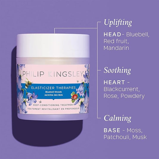 Elasticizer Therapies Bluebell Woods Deep-Conditioning Treatment Hair Mask Repair for Dry Damaged Curly Hair Hydrate Condition Strengthen Reduce Frizz Add Bounce Shine, 5.07 fl oz (150ml)