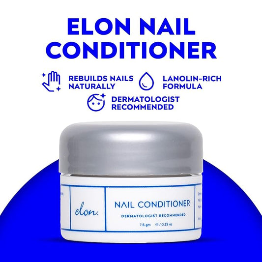 Elon Lanolin-Rich Nail Strengthener,Conditions Nails & Protects Cuticles, Recommended by Dermatologists & Podiatrists 2 Pack (7.5g jar)